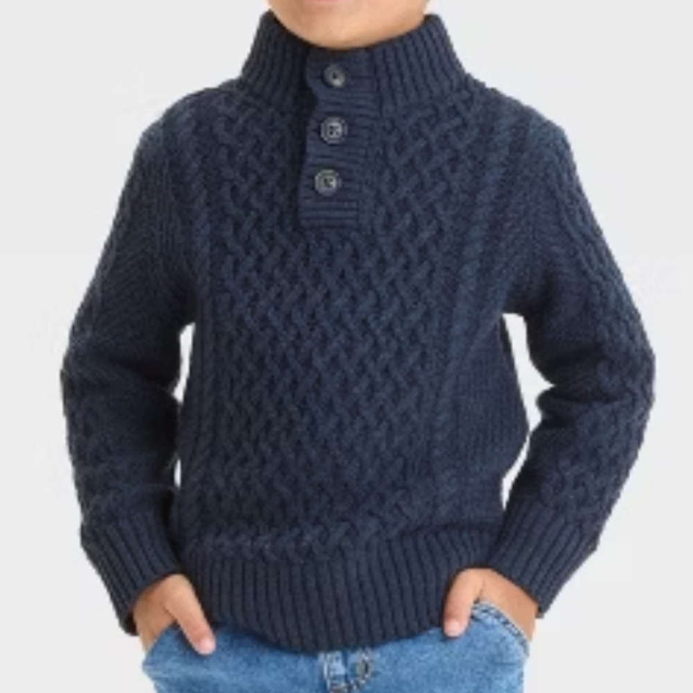 Cat & Jack Toddler Navy Cable Knit Sweater - NWT